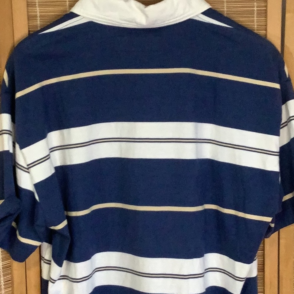 Abercrombie & Fitch Navy and Cream Striped Polo - Picture 6 of 7